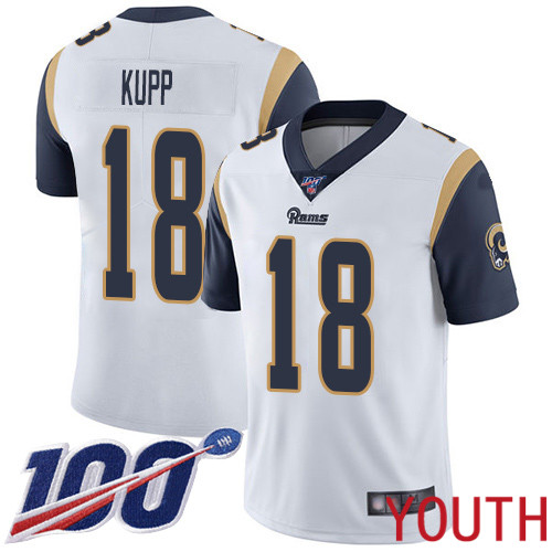 Los Angeles Rams Limited White Youth Cooper Kupp Road Jersey NFL Football 18 100th Season Vapor Untouchable